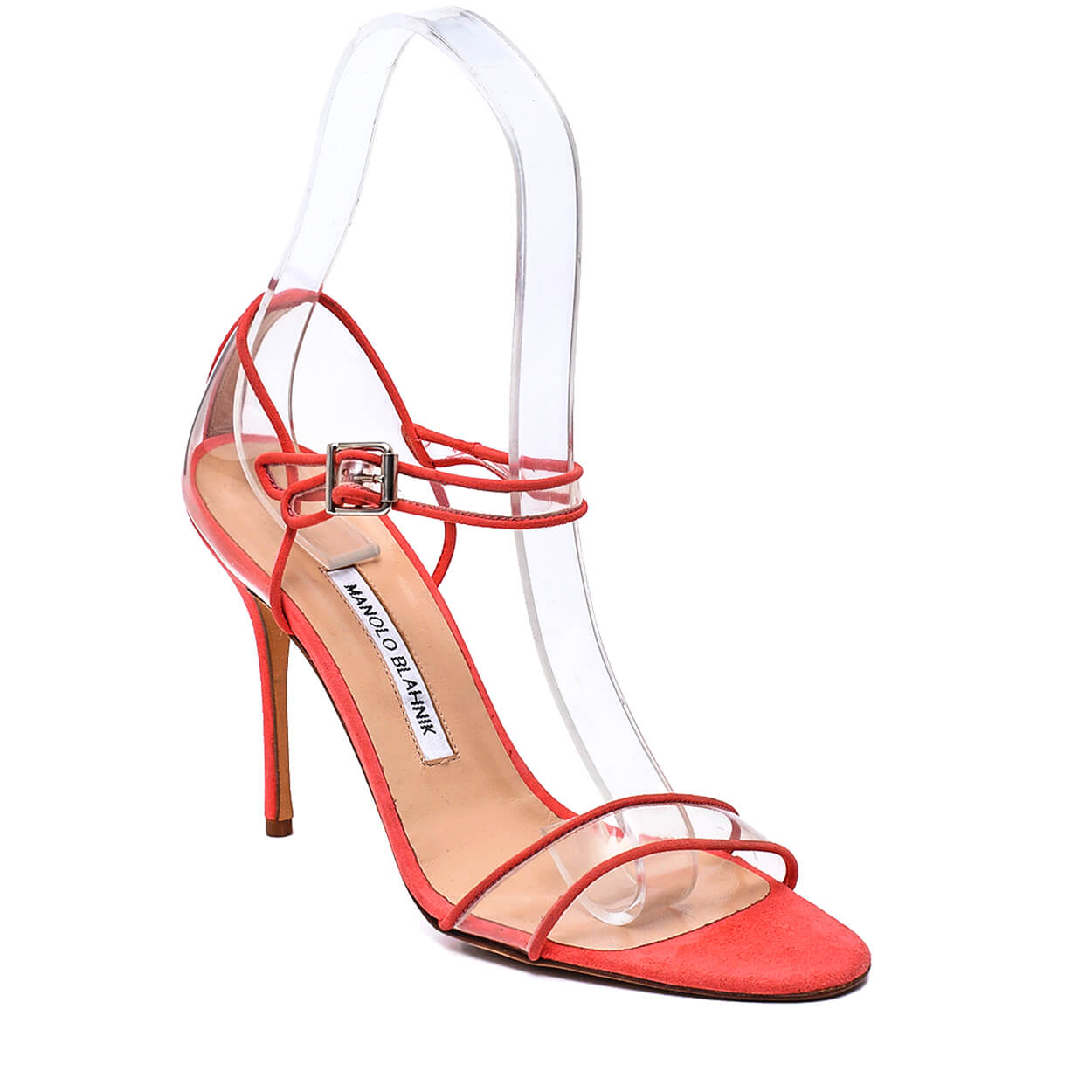 Manolo Blahnik -Fersen Orange PVC Suede Sandals 40